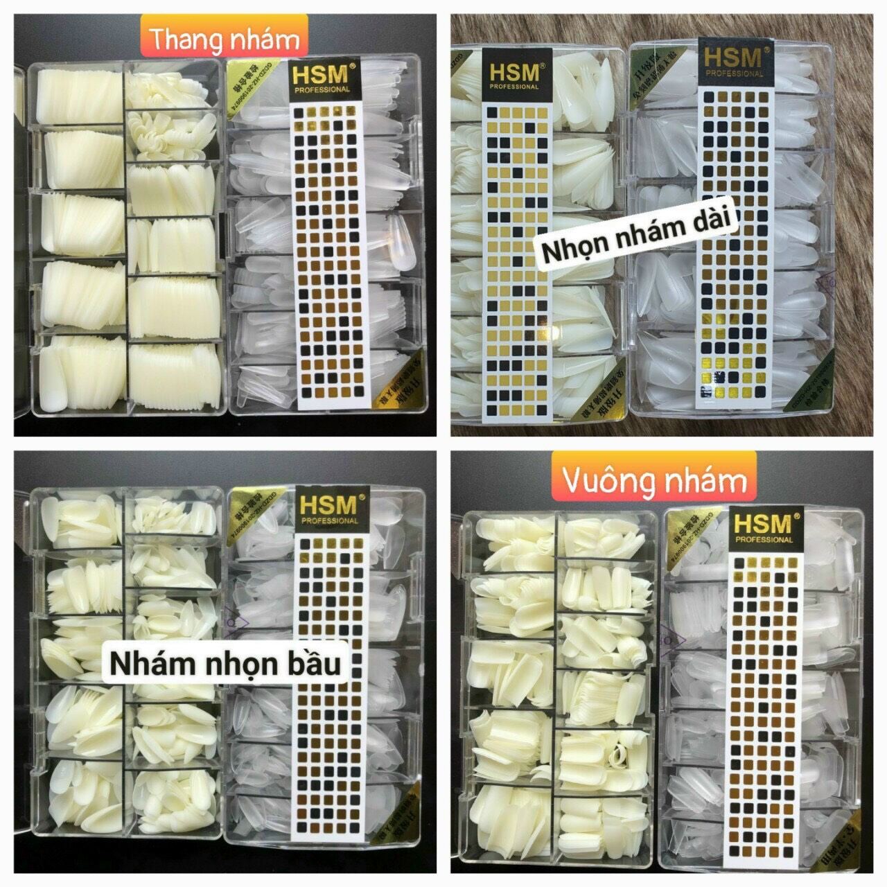 Móng úp nhám HSM form vuông,thang,nhọn,bầu