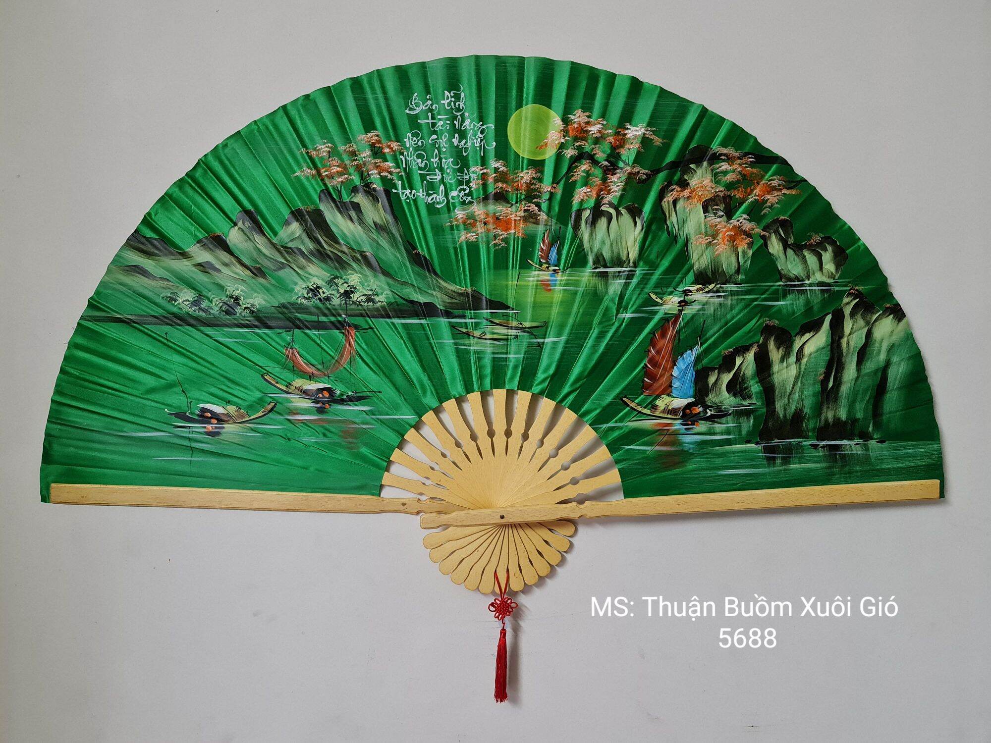 Quạt Vải Lụa Tranh Treo Tường Kích Thước Lớn 1m50 (quạt giấy, quạt vải)