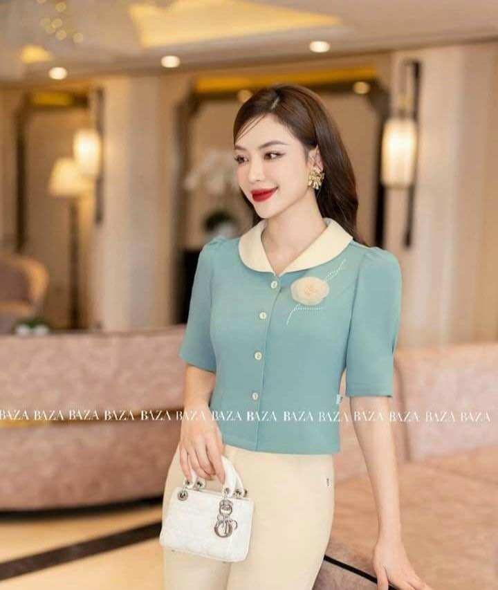 Áo công sở nữ thiết kế cổ lá sen tay lở full size 3319