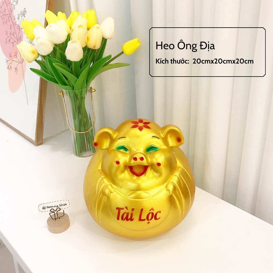 Heo/lợn đất tạo hình Ông địa phúc hậu Tài lộc ống tiết kiệm Tiệm Heo Soda