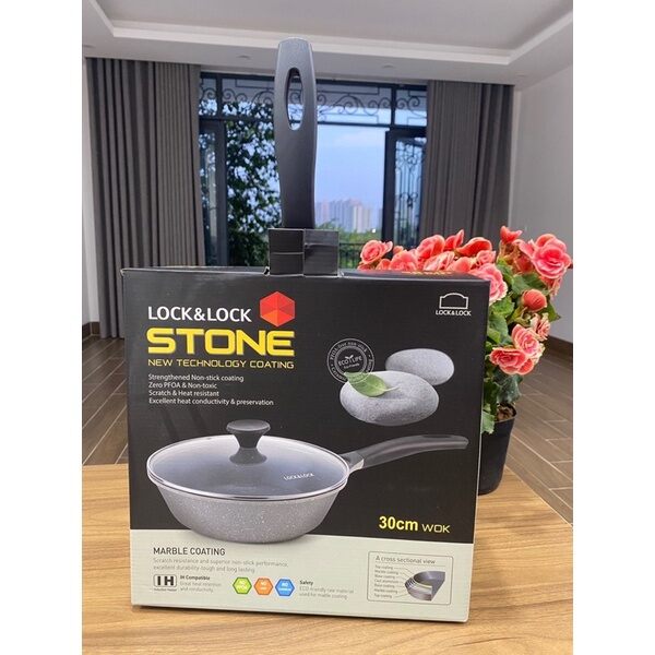Chảo Sâu Lòng Đáy Phẳng Đá Stone Lock&Lock 30cm LCA6305D
