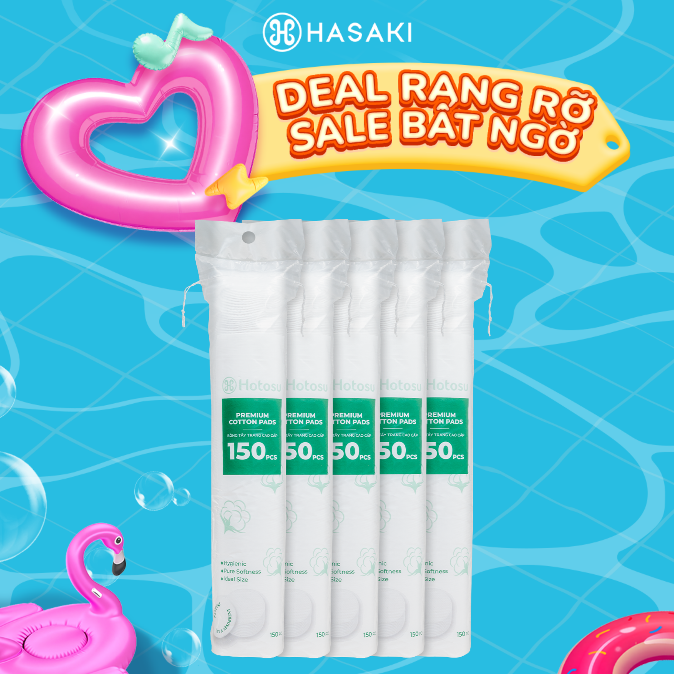 [DAILY] [100% Cotton] Bông Tẩy Trang Hotosu Cao Cấp 150 Miếng Hasaki Sản Phẩm Chính Hãng