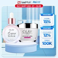 Combo 2 SUPER SERUM OLAY SỨC MẠNH TỪ 5 DƯỠNG CHẤT TRONG 1 - Chai 30ML Và Kem Dưỡng Ẩm OLAY LUMINOUS NIACINAMIDE AHA 50G