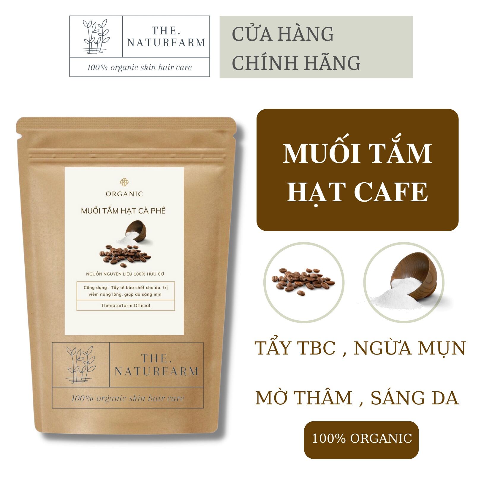 Muối tắm tẩy tế bào chết body Cà phê 100gr - Ngừa mụn, sáng da, tẩy TBC