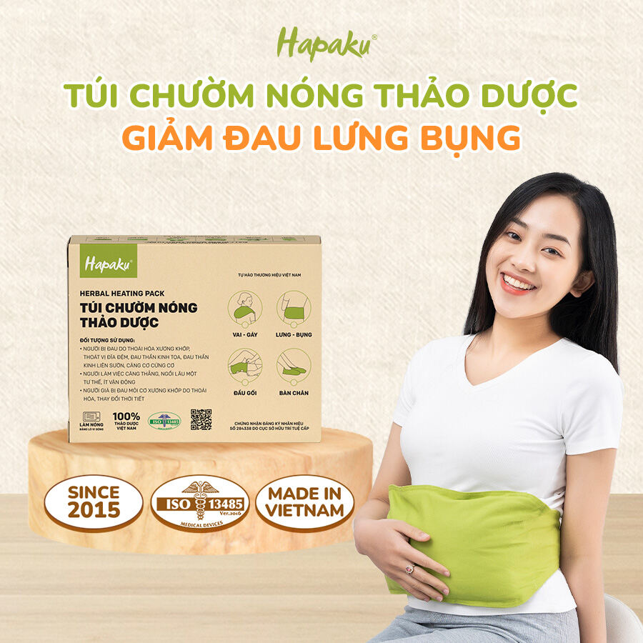 Túi Chườm Thảo Dược Lưng Bụng Hapaku Túi Chườm Nóng Giảm Đau Lưng Hông Đau nhức