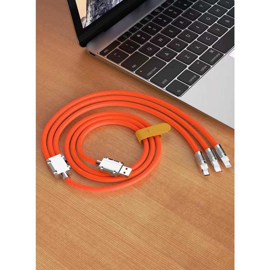 Dây cáp sạc nhanh 3 đầu 120w dây to