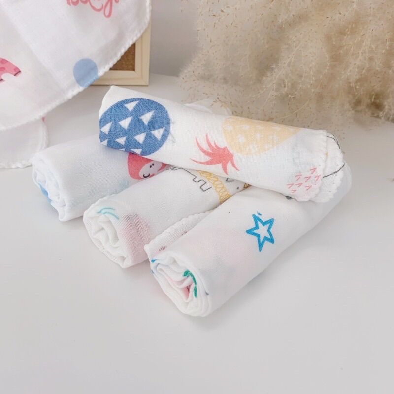 SET 10 KHĂN SỮA NHẬT IN HOA VĂN