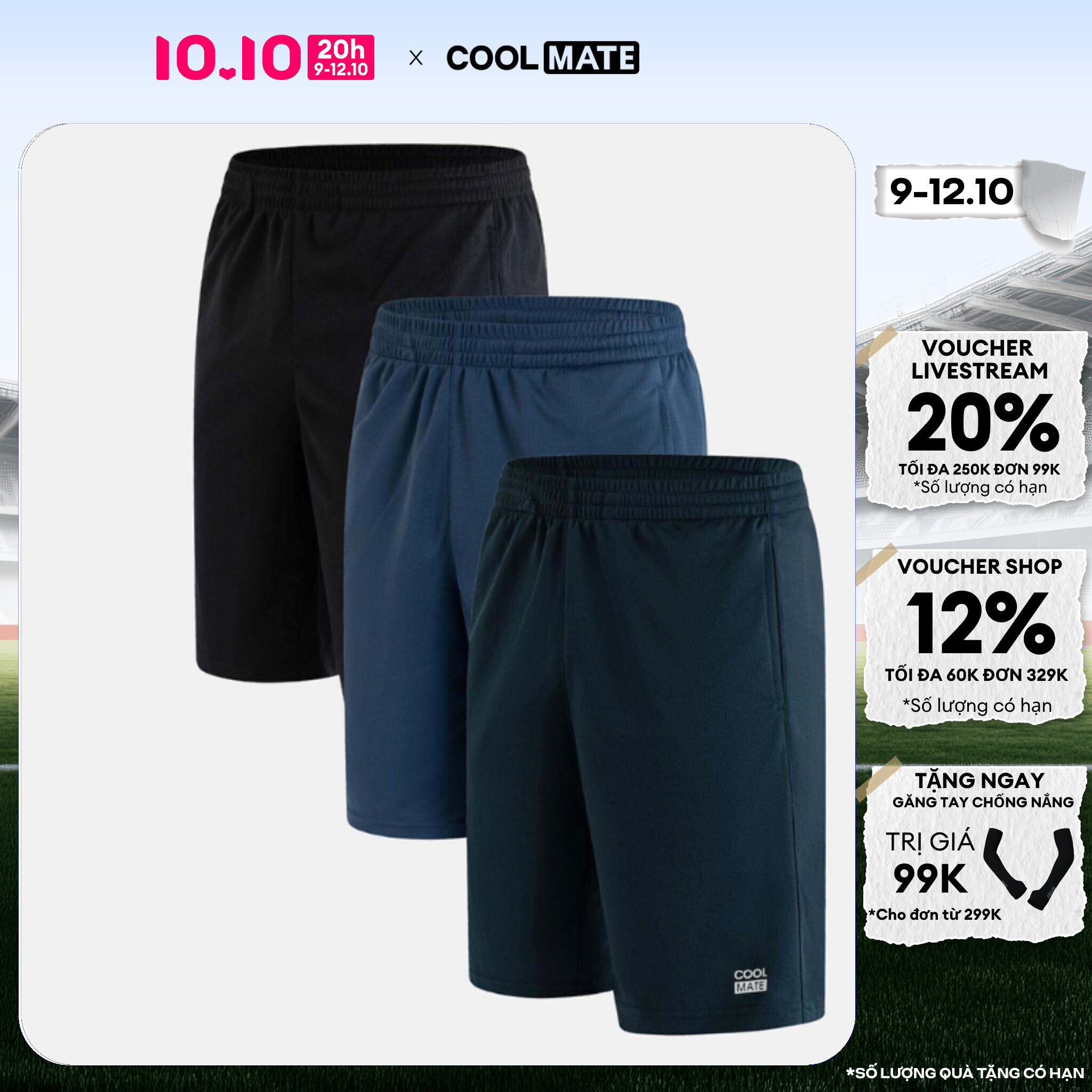 [CHỈ 20H 9-12.10 TẶNG QUÀ ĐƠN TỪ 299K]Combo 03 Quần short nam thể thao ProMax-S1 thoáng khí - Coolmate