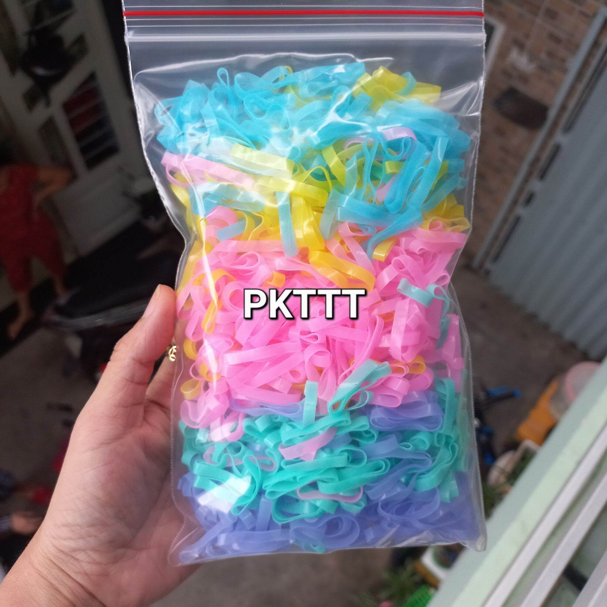 Túi 100g Thun cột tóc màu Thái siêu xinh (Cở trung/cở to)