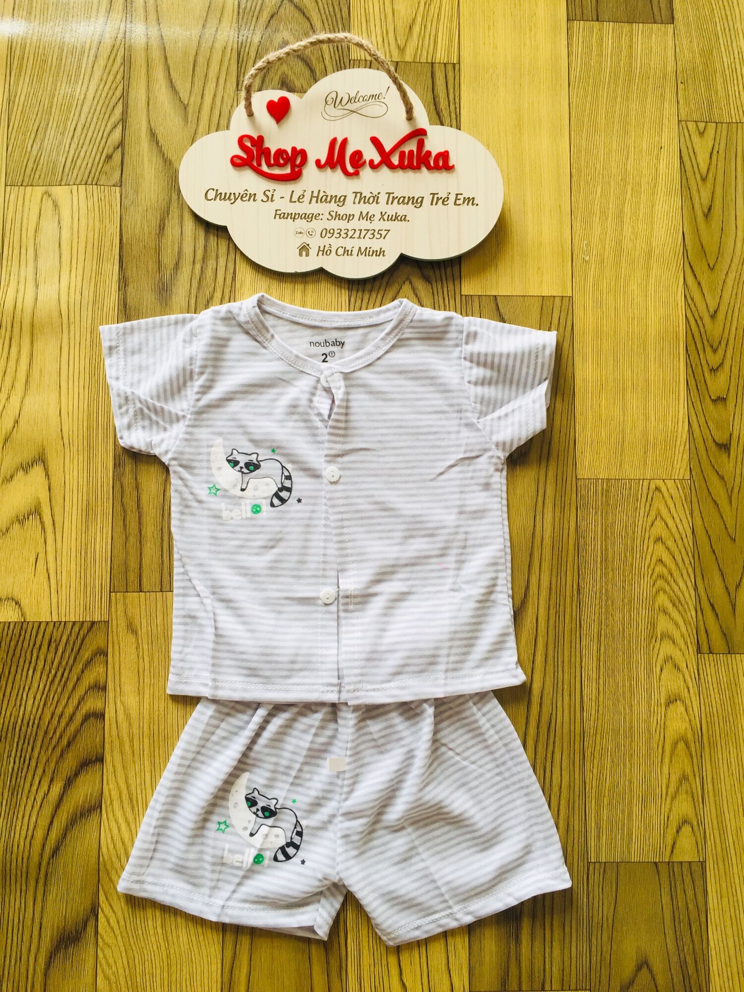Bộ sợi tre Noubaby cài nút giữa bé trai bé gái