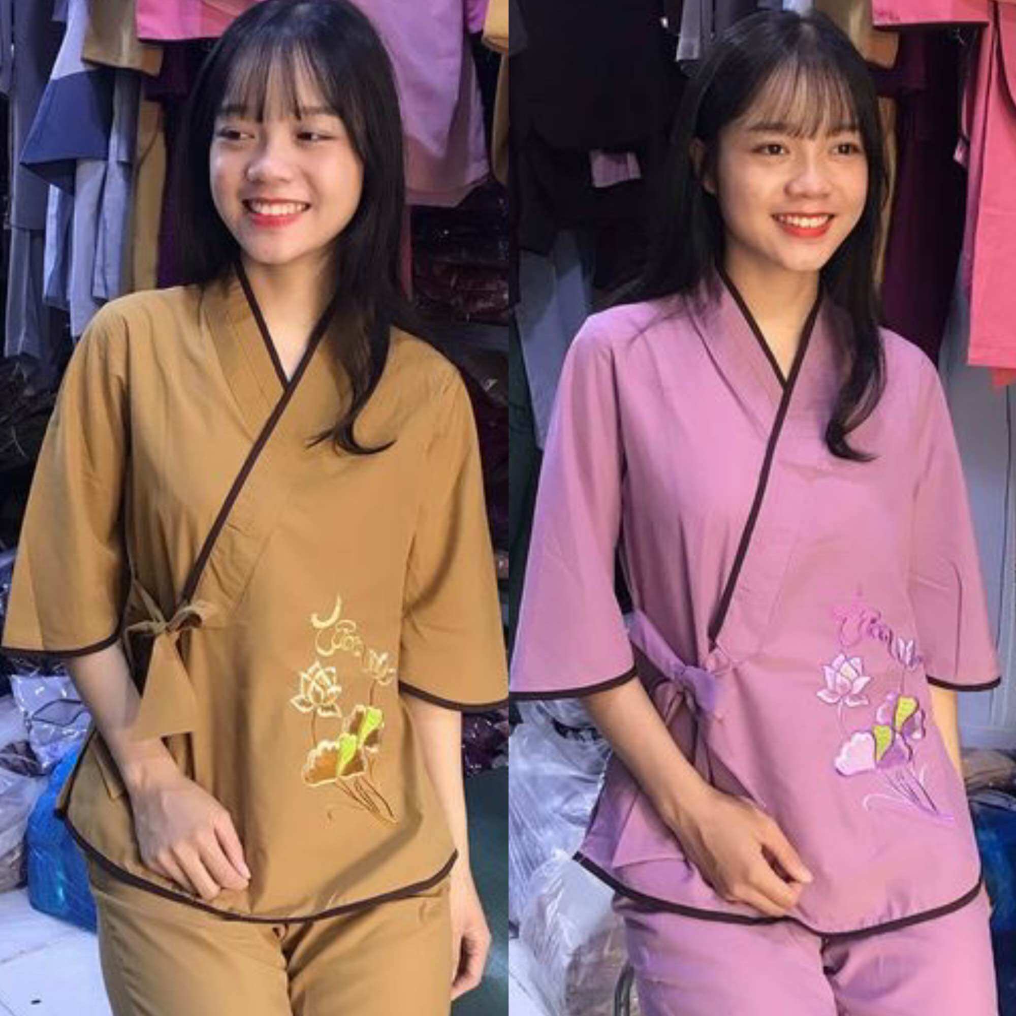 Đồ Lam Đi Chùa#_ mẫu Nhật thêu chữ tâm kate