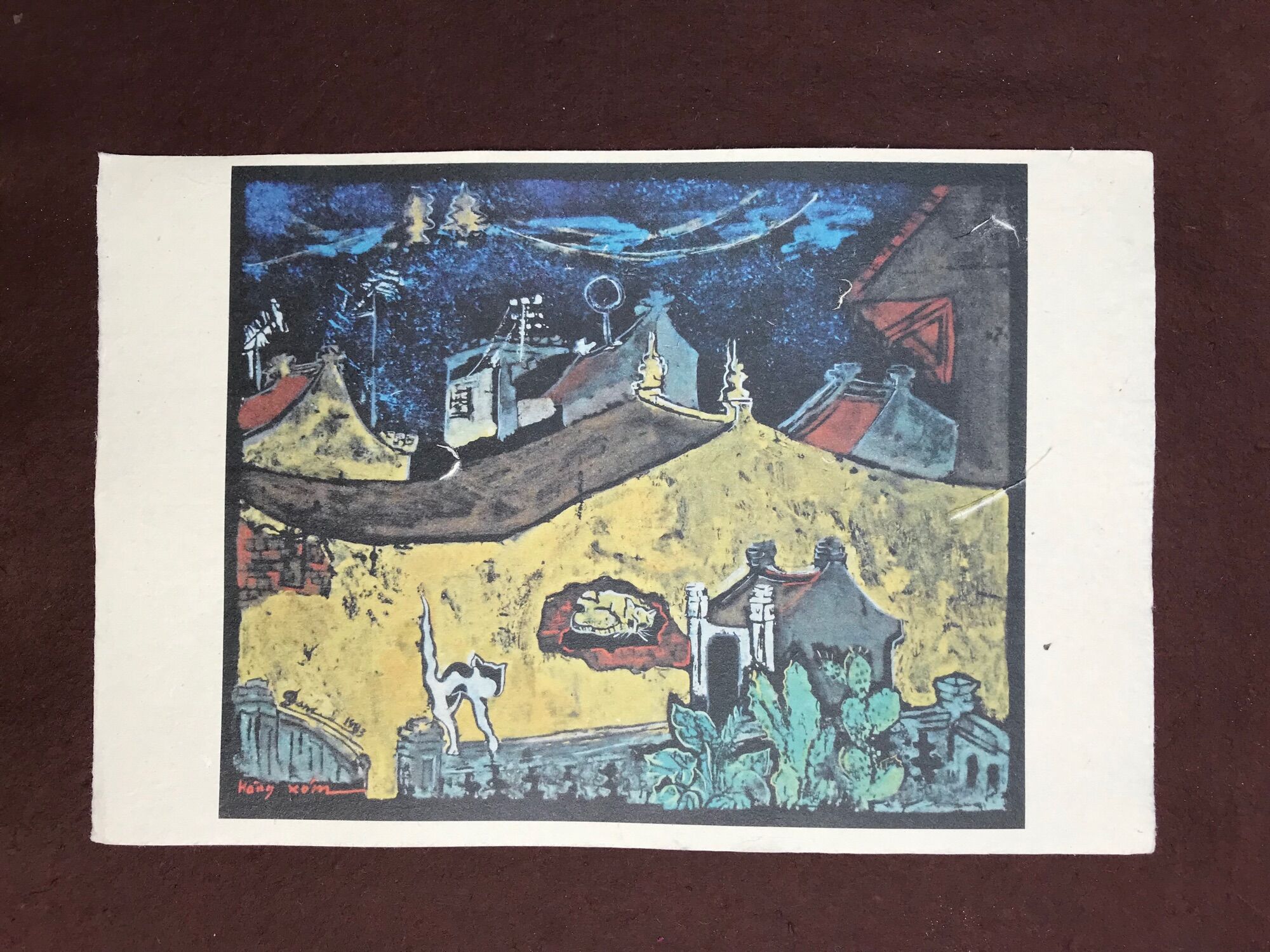 Printed painting on Do handmade paper from our artist Tran Nguyen Dan- Tranh in giấy Dó của nghệ sĩ Trần Nguyên Đán