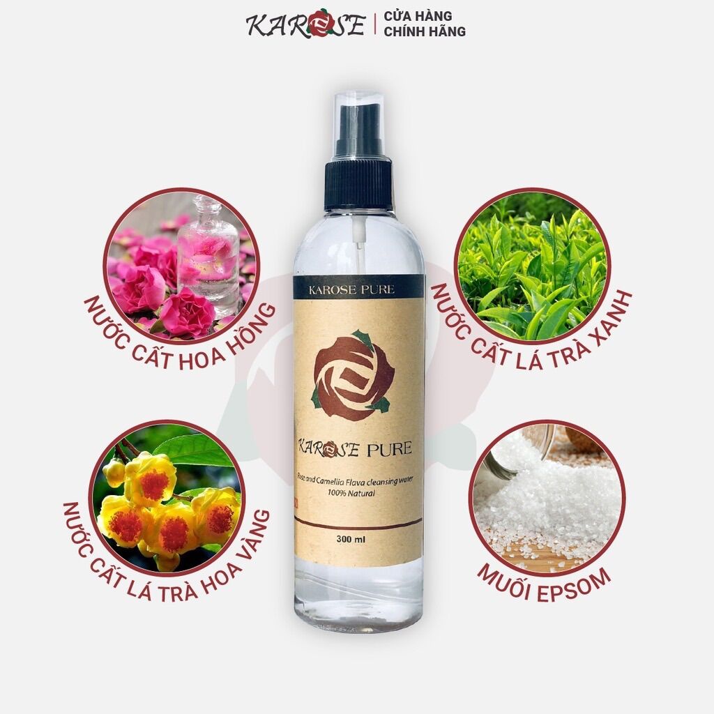 Nước lau mặt xịt khoáng hữu cơ làm sạch da kháng khuẩn Karose Pure