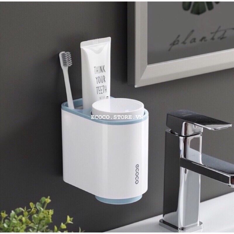 Giá cắm bàn chải đánh răng 2 cốc nam châm dán tường Ecoco - Ecoco 1905