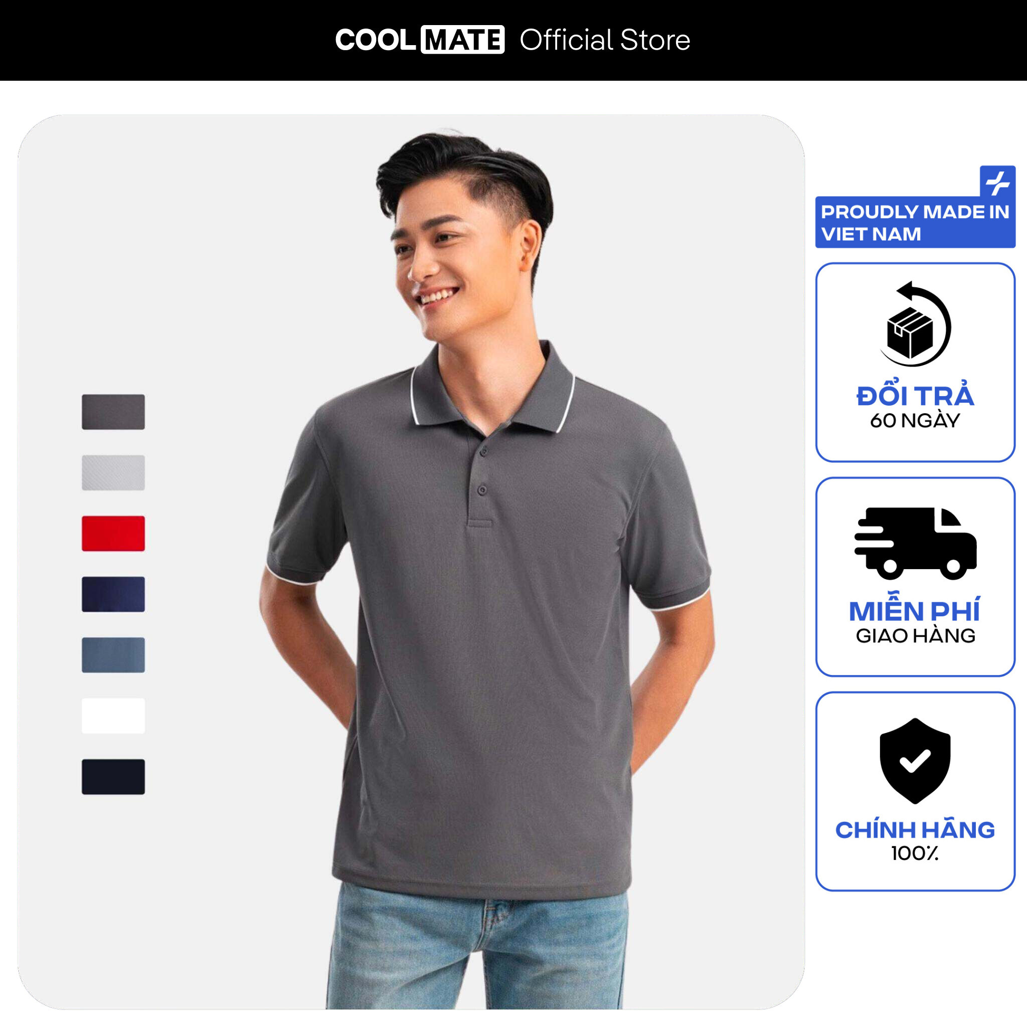 COOLMATE - Áo Polo nam SCafé chất liệu cafe nam tính khử mùi hiệu quả