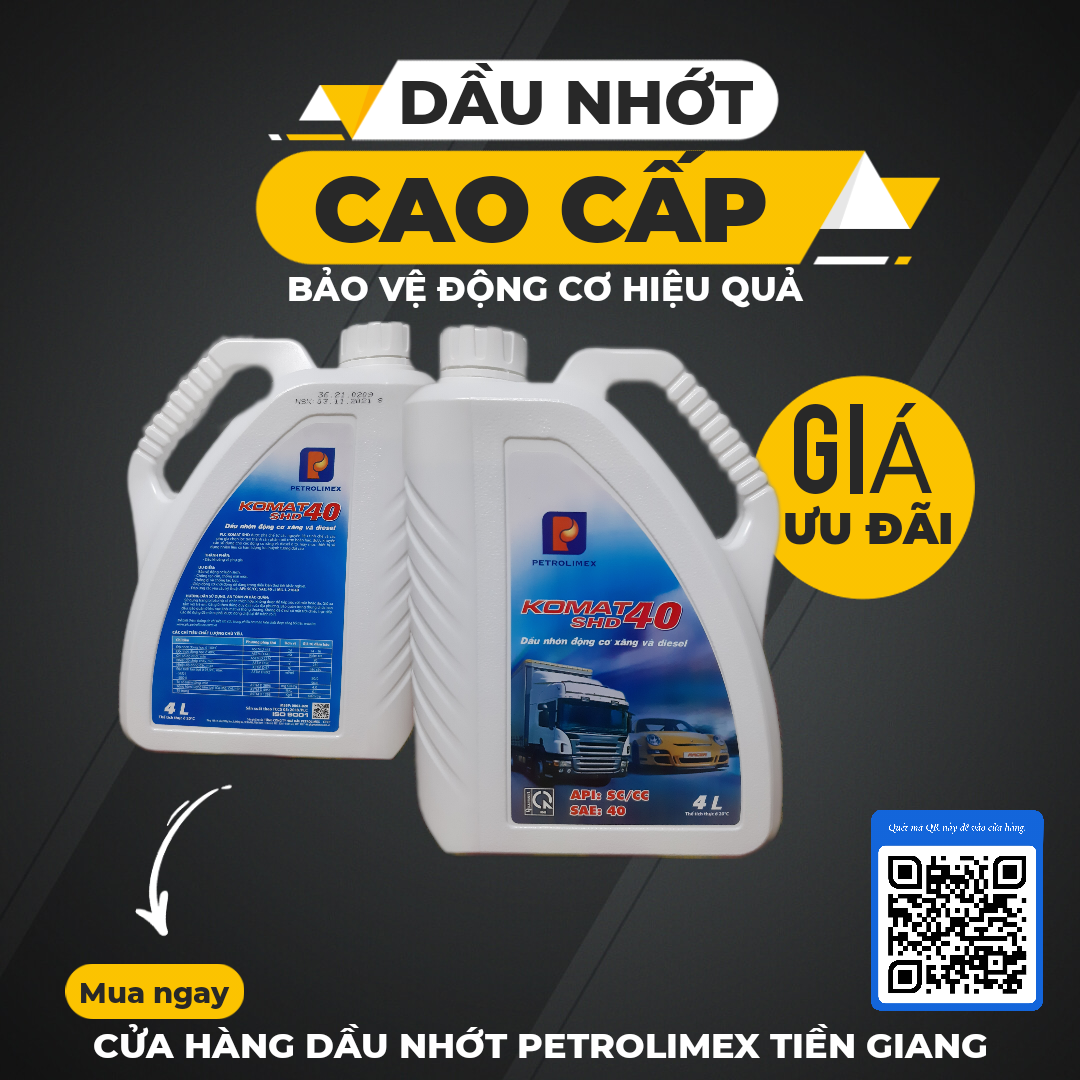 [HỘP 4 LÍT] DẦU NHỚT KOMAT SHD 40 PETROLIMEX DÙNG CHO ĐỘNG CƠ DIESEL & XĂNG. 