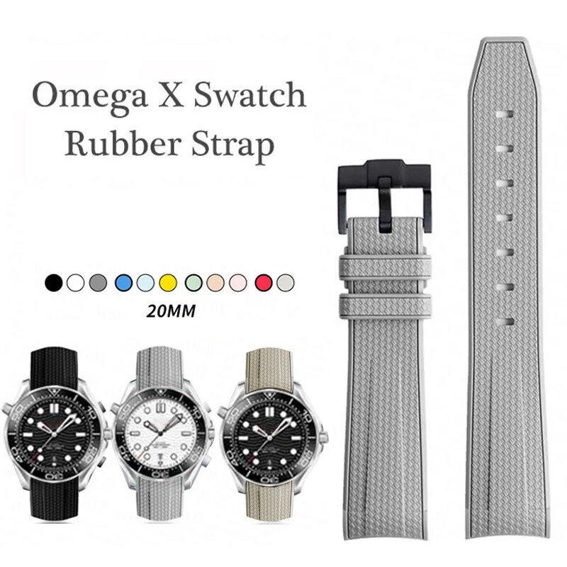 Omega X Swatch Khớp Moonswatch Dây Đồng Hồ Silicon 20mm Cong Cấp Vòng Tay Khóa Pin Khóa Dành Cho Nam Nữ Seiko Seamaster 300