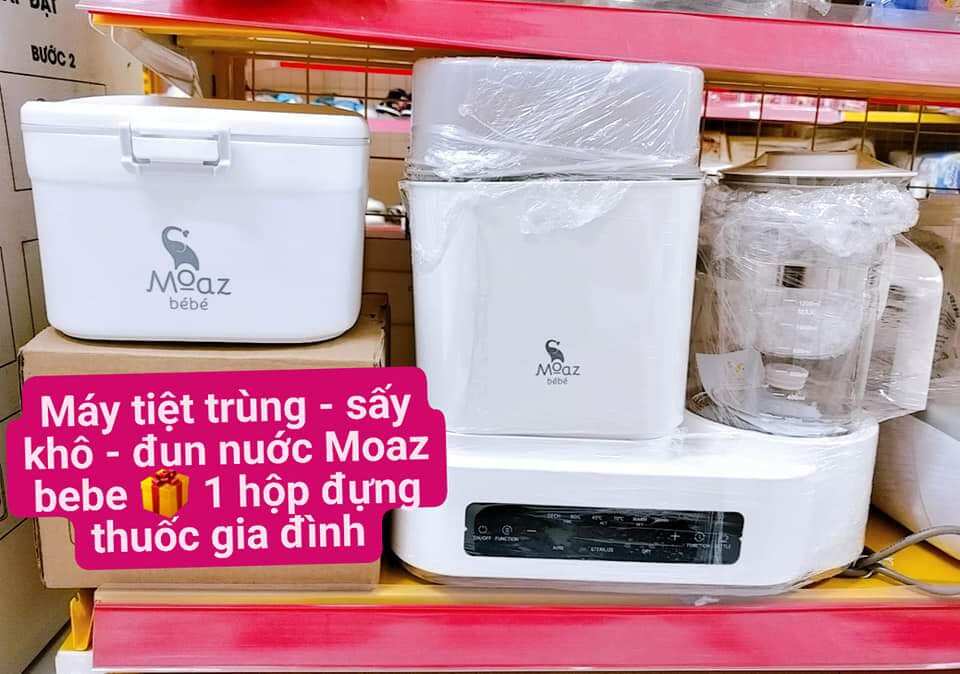 Máy đun nuớc tiệt trùng sấy khô đa năng Moaz bebe tặng hộp thuốc gia đình Moaz bebe