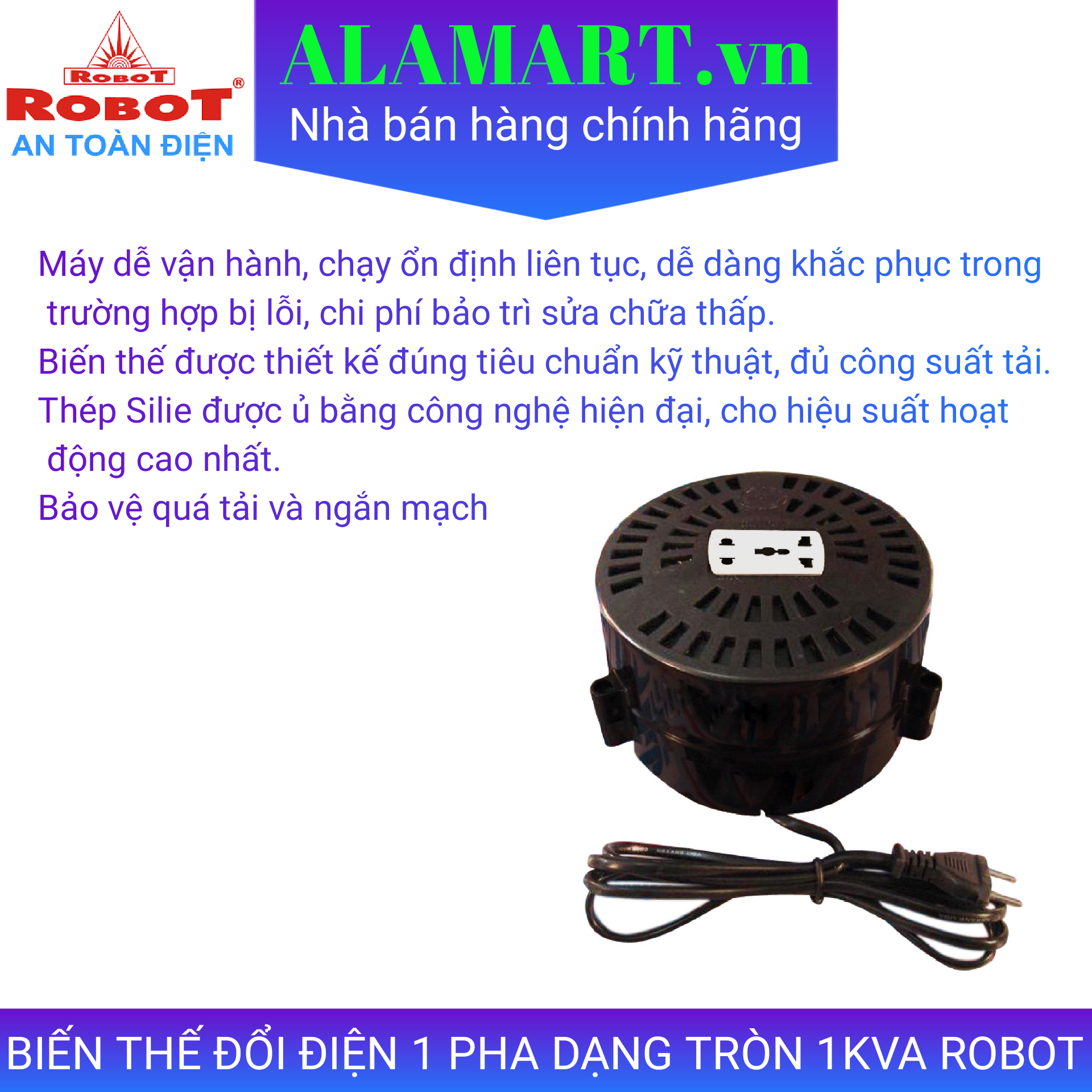 Biến áp đổi điện 220v thành 110v Robot 1KVA