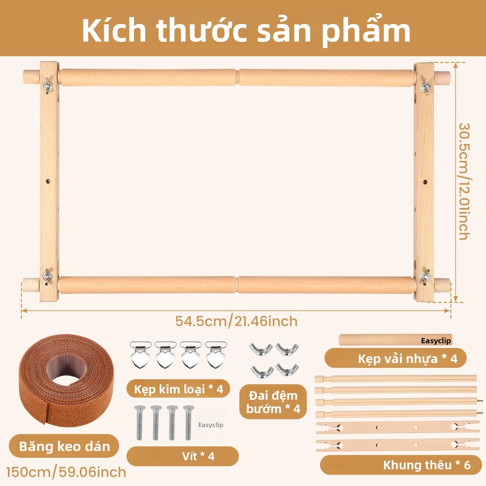 Khung Thêu Gỗ Có Thể Điều Chỉnh Xoay Được Dùng Cho Thêu Chữ Thập Và Thêu Kim Chỉ Dụng Cụ Hỗ Trợ May Vá