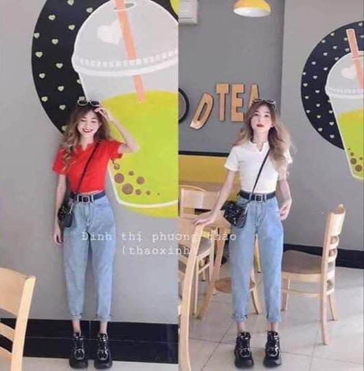 Quần jean baggy trơn cạp cao tôn dáng