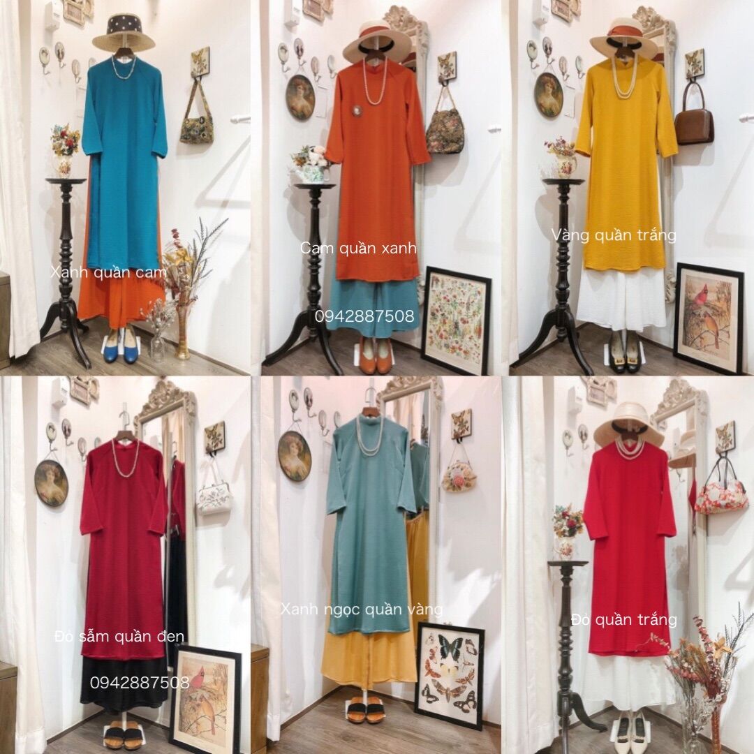 Áo dài suông, áo dài dáng xưa, lụa mềm mịn, mặc sang