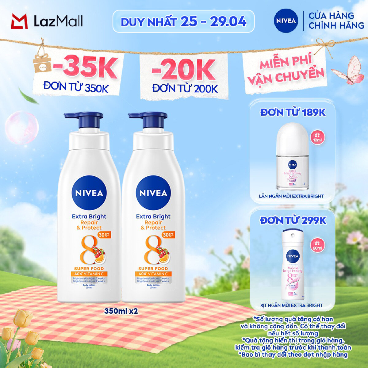 Bộ 2 Sữa Dưỡng Thể NIVEA 8 Super Fooods Dưỡng Sáng Da | Mịn Da (350 ml)