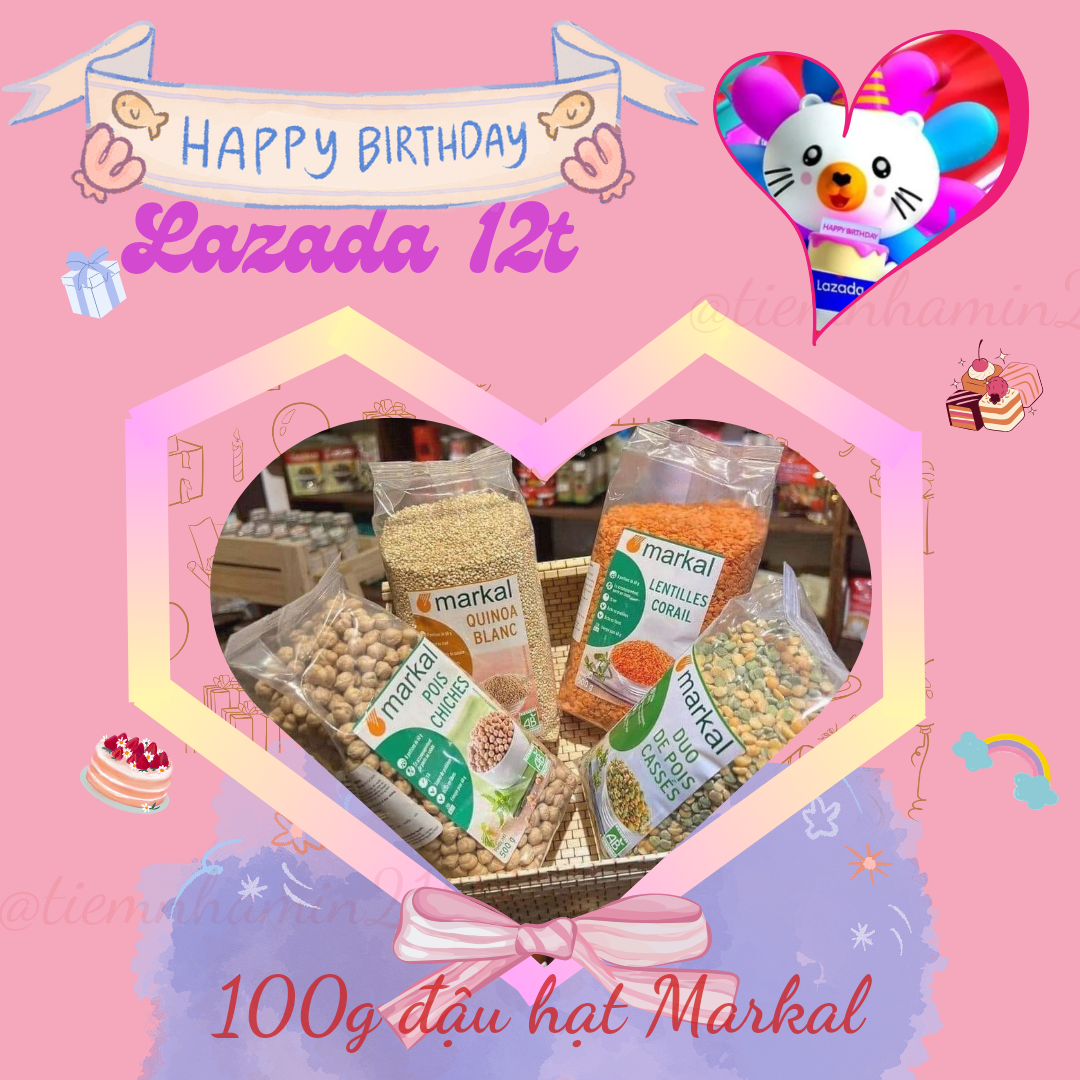 [TÁCH LẺ 100G] Các loại hạt hữu cơ Markal nấu cháo, làm bánh bữa phụ cho bé -Hạt kê, đậu lăng đỏ, đậu gà, diêm mạch, quinoa 3 màu, đậu hà lan, hạt chia