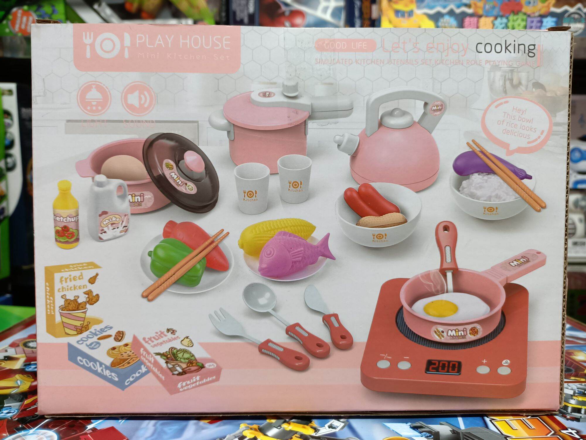 Hộp Bếp nấu ăn PLAY HOUSE Mini Kitchen Set có nhạc và đèn phát sáng 9982  (tặng kèm pin)