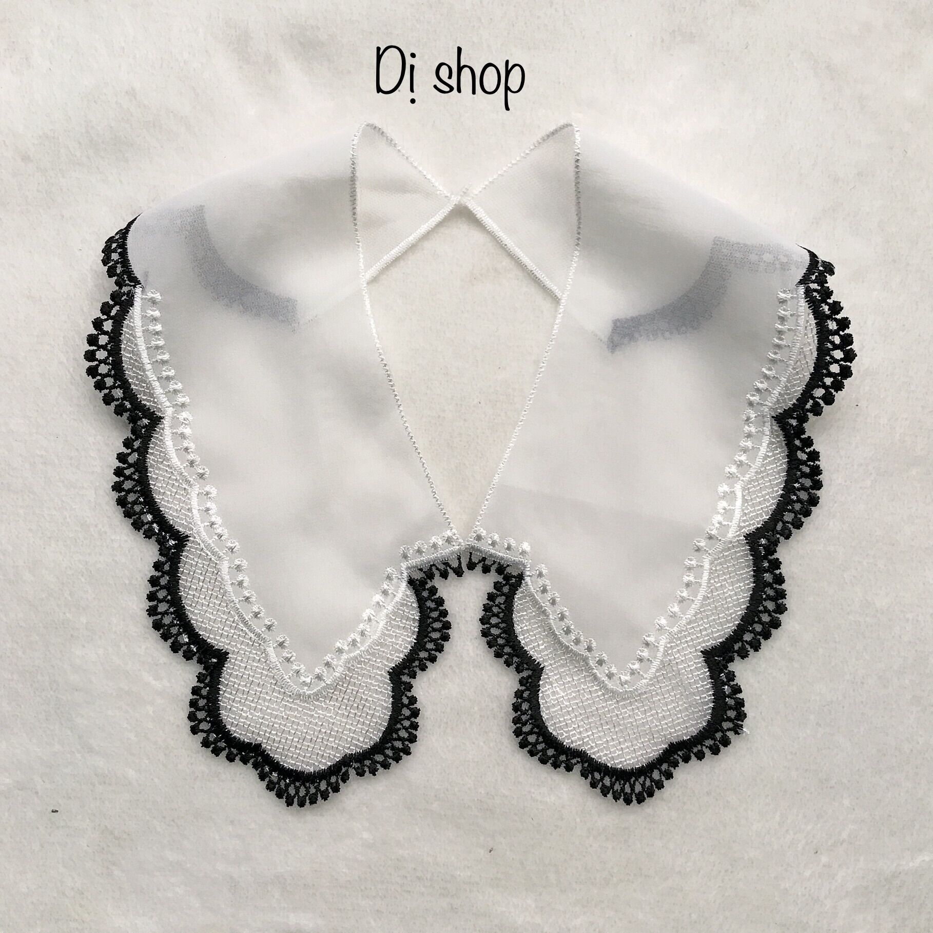 Cổ voan thêu vải ghép