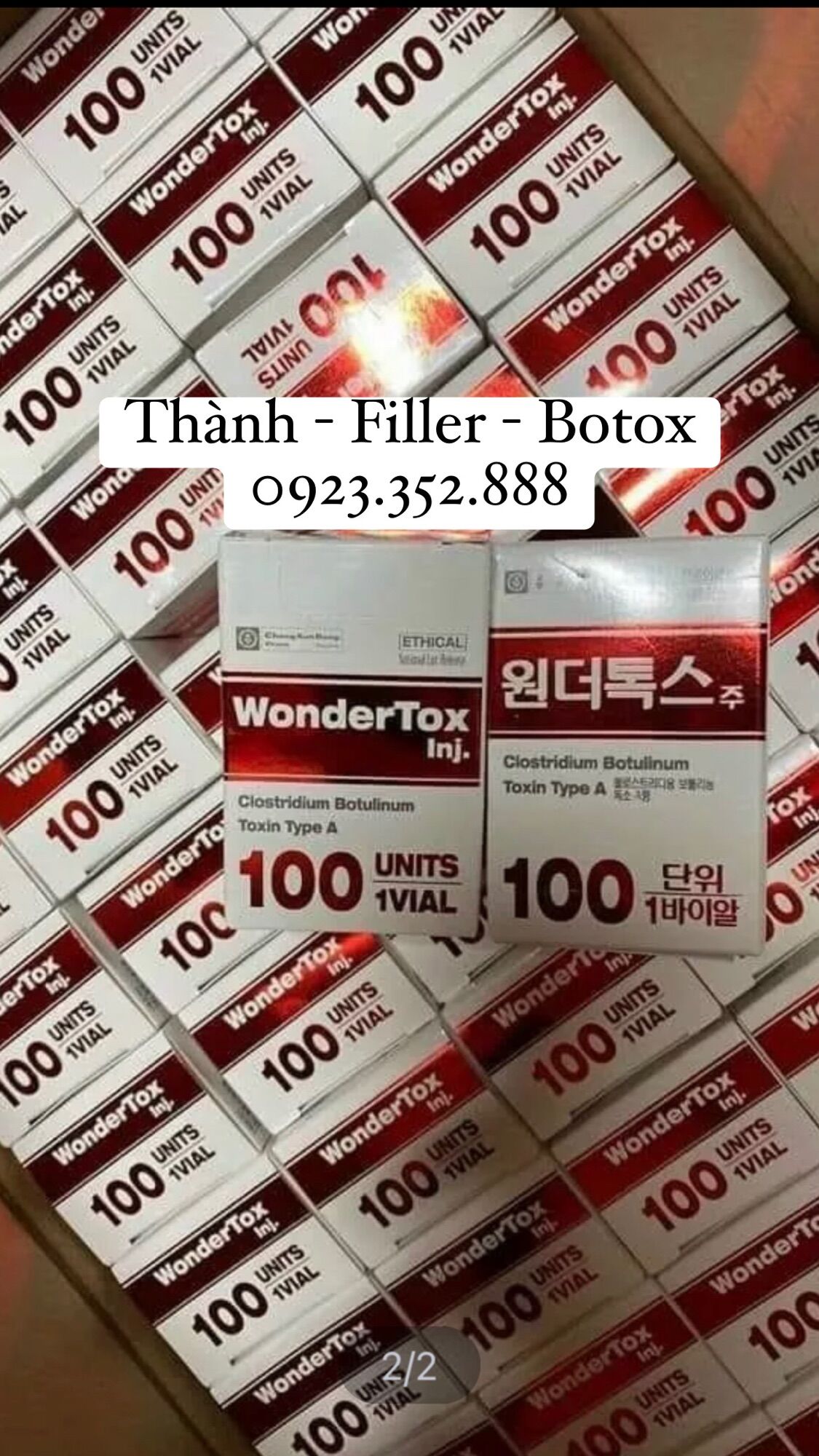 Botox Wondertox 100 Thon gọn hàm, hạ gò má