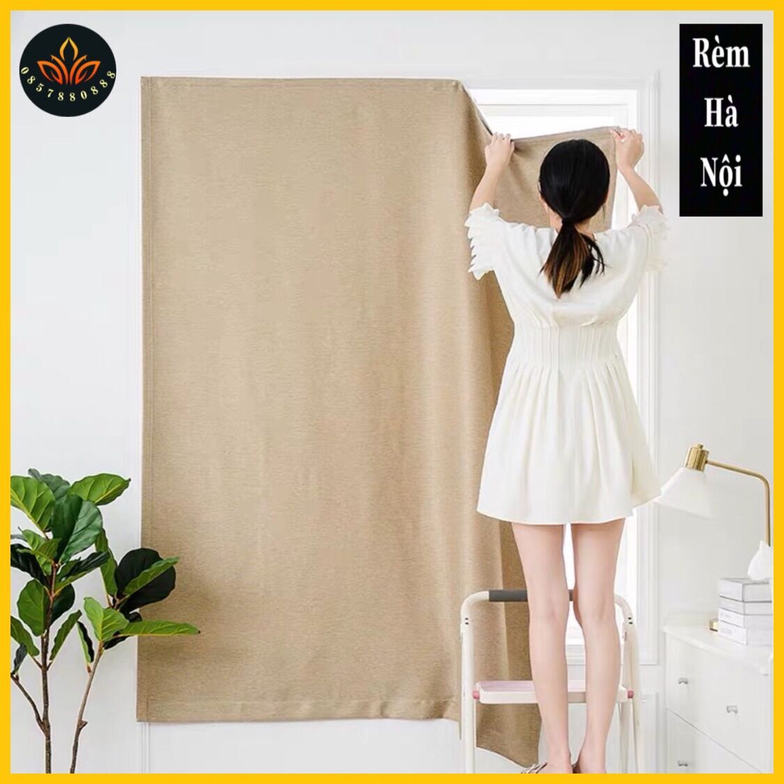 Rèm dán tường,rèm vải thô cao cấp