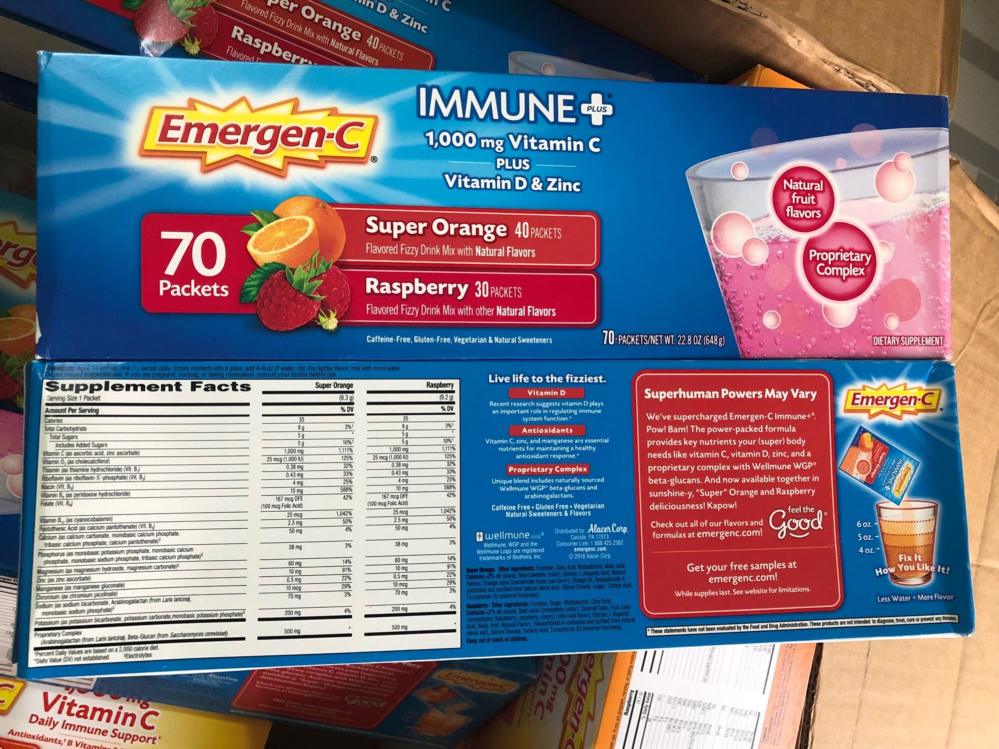 🍏 bột hòa tan vitamin c tăng sức đề kháng emergen c immune c + d+ kẽm zn - 1000mg của mỹ 🍏