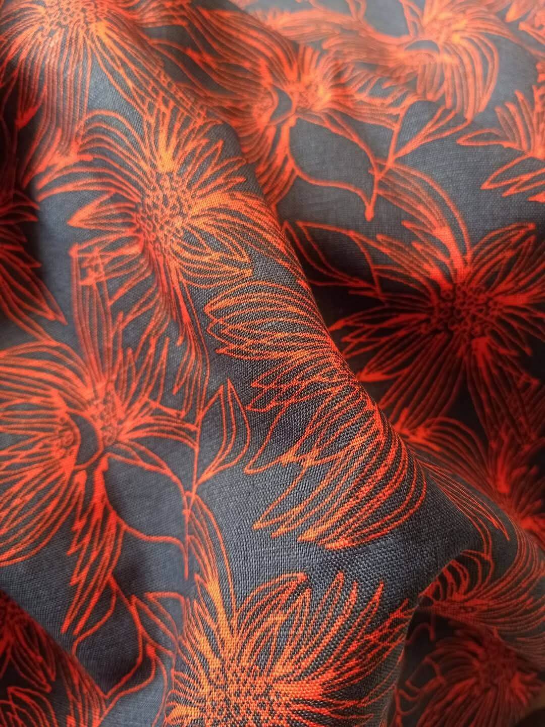 Vải linen tưng hoạ tiết vải linen tưng sớ ngang. Hàng áo. Lên quần đầm váy cần lót. Định lượng 120gsm