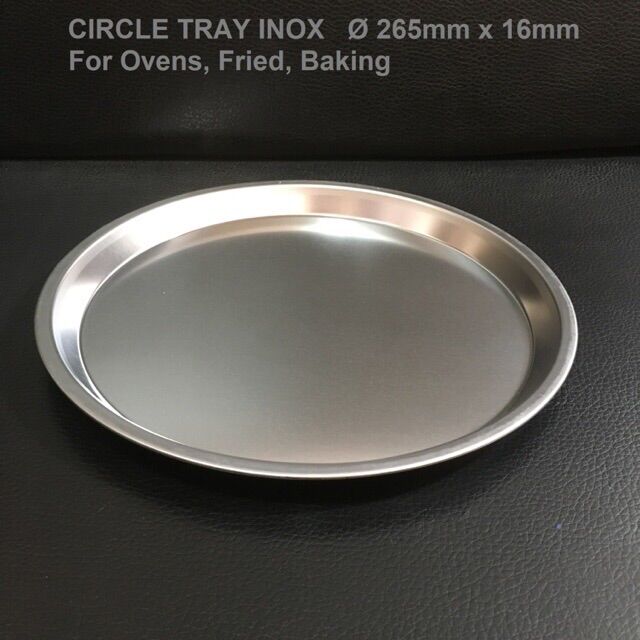 Khay mâm inox Ø265mm chịu nhiệt dùng chiên né làm bánh hứng dầu