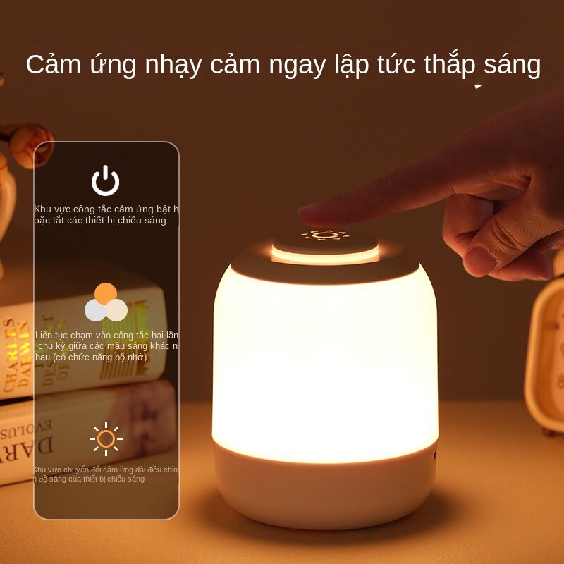 Đèn led cảm ứng đèn ngủ đèn bàn đèn ngủ đèn phòng ngủ với cảm biến cảm ứng đèn bàn di động ánh sáng cho trẻ em quà tặng đèn led