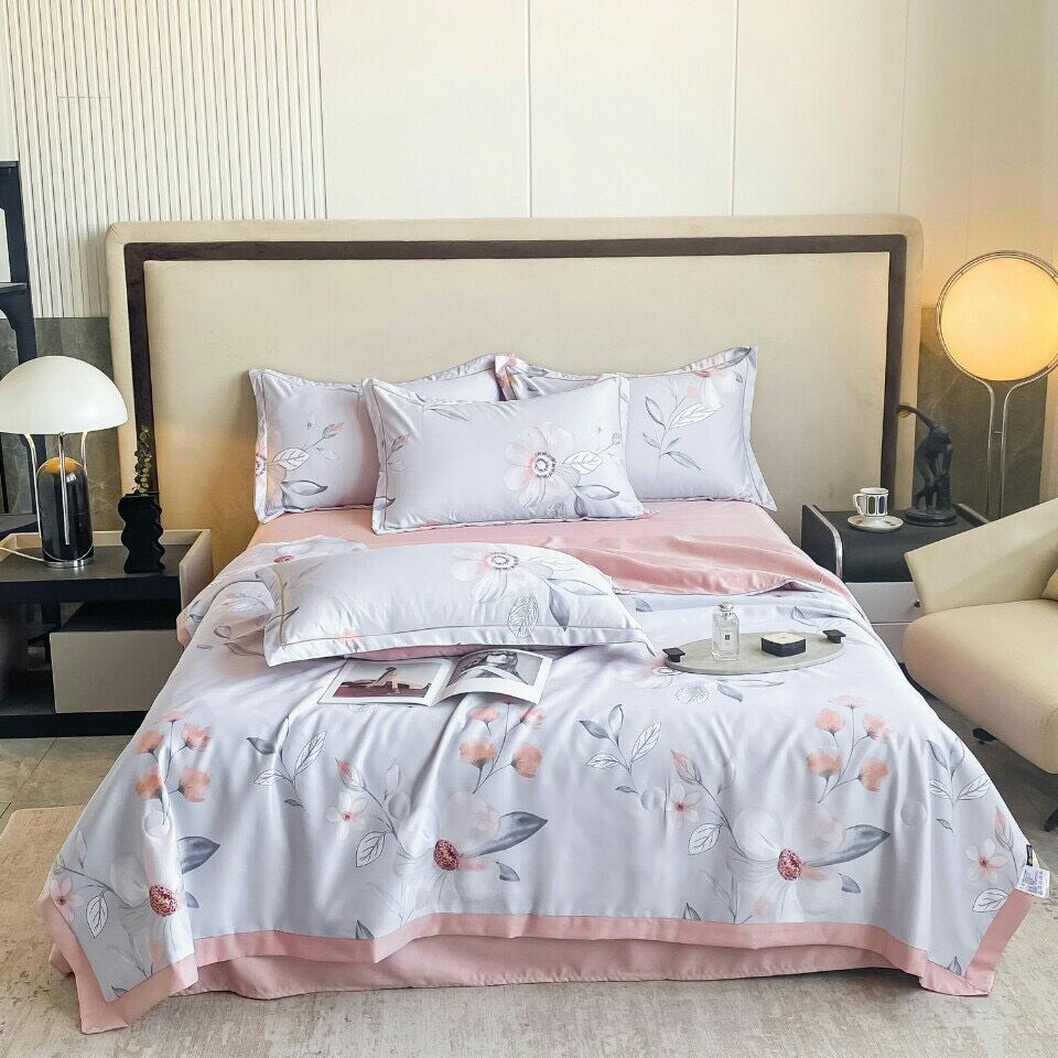 Sét 4 món ga gối+  chăn hè lụa lạnh tencel