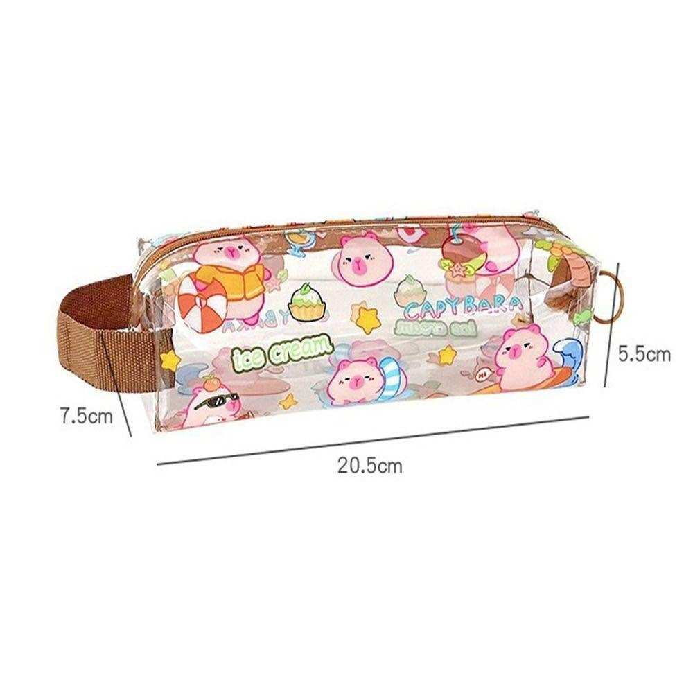 Bóp đựng bút viết hình capy bara trong suốt
