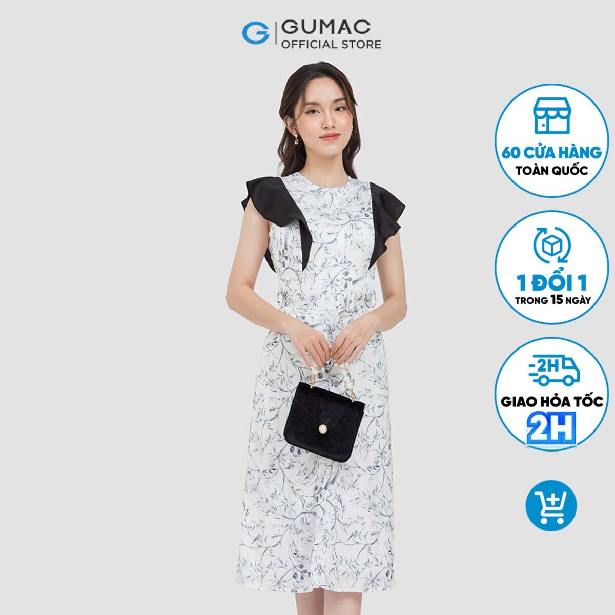 Đầm sơ mi nứ GUMAC DC05087 phối bèo