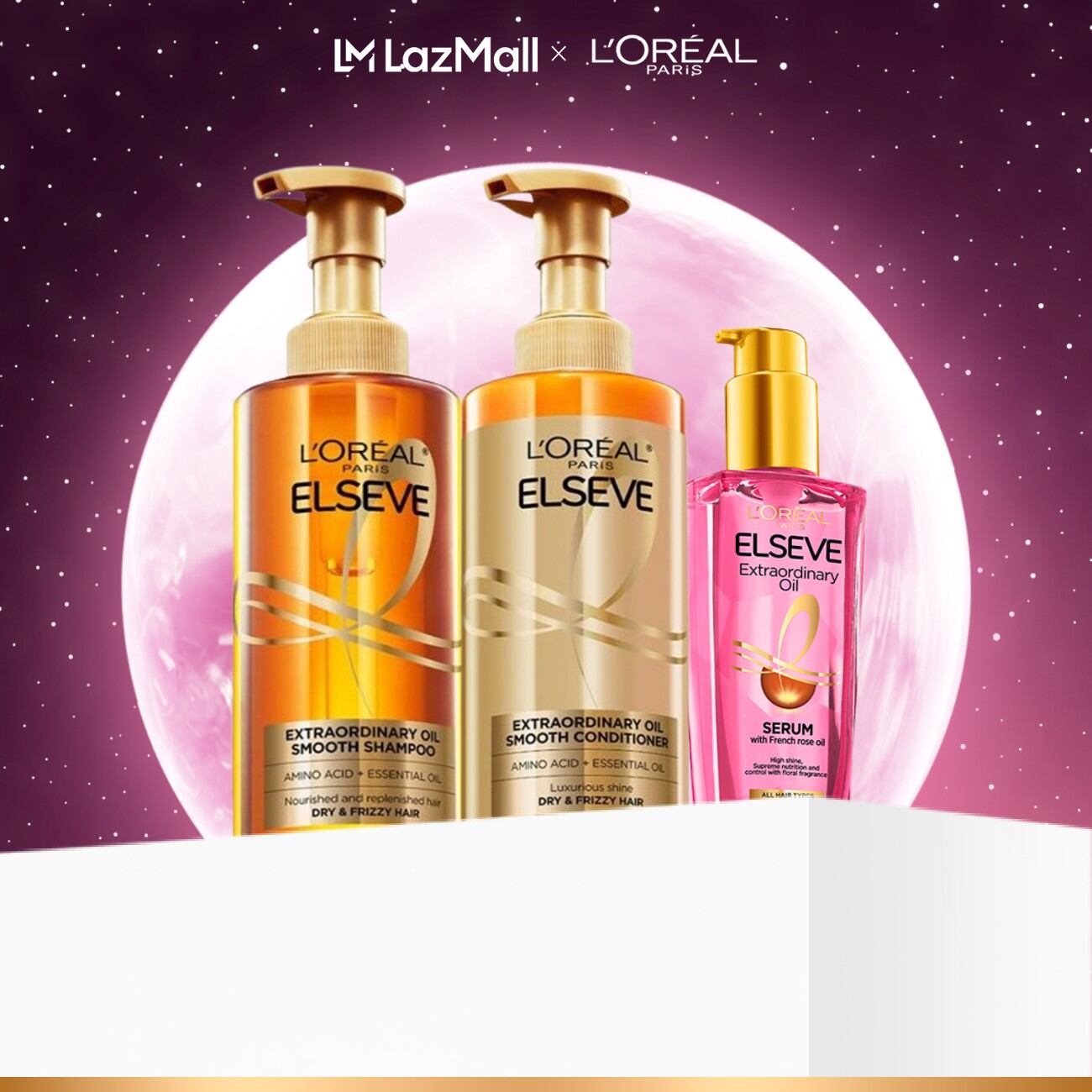 Bộ gội xả dưỡng tóc suôn mượt tóc cao cấp L'Oreal Paris Extraordinary Oil Sleek 440ml x2  Dầu dưỡng tóc Hoa Hồng 100ml