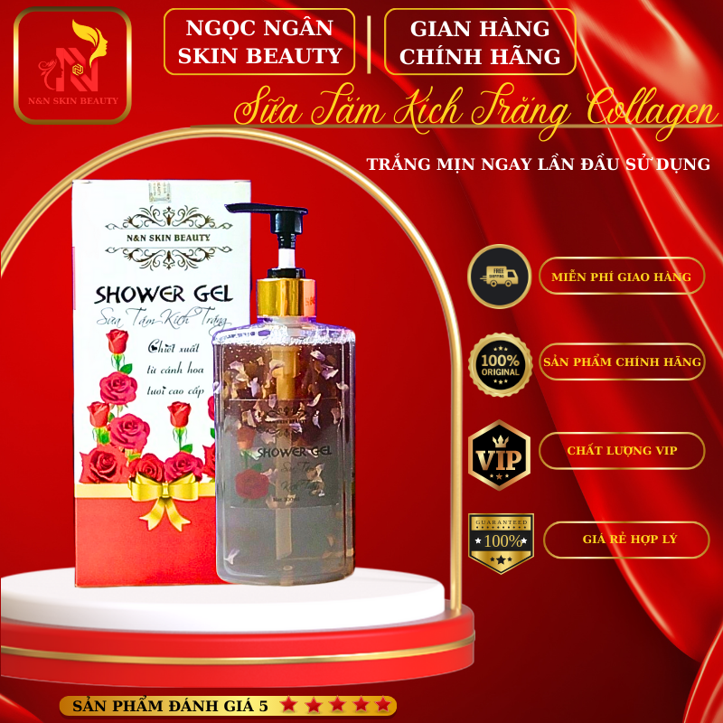 Sữa tắm kích trắng cánh hoa trắng sáng mịn màng ngay lần đầu sử dụng