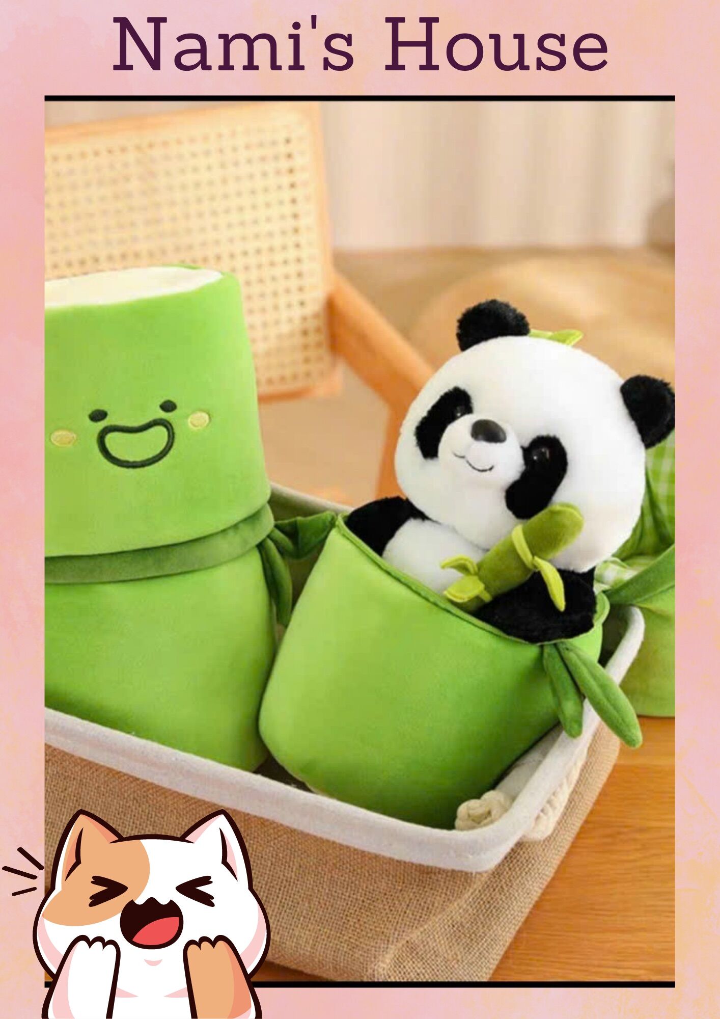 Gấu trúc ôm tre trong ống tre 35cm