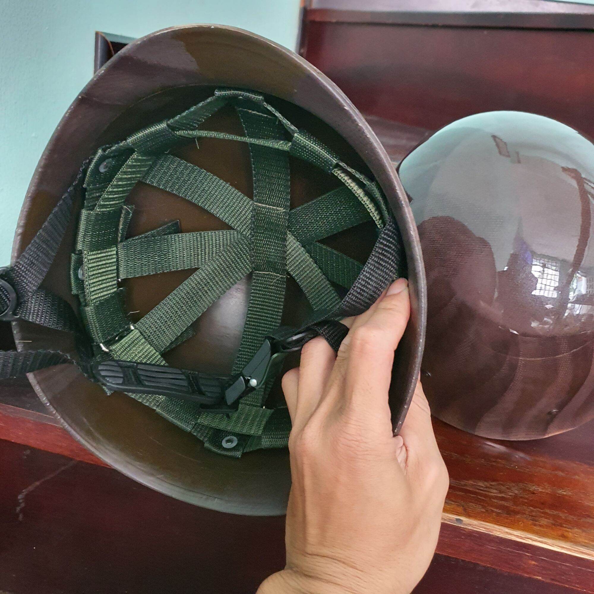 Nón cối lòng dây vân gỗ xanh rêu