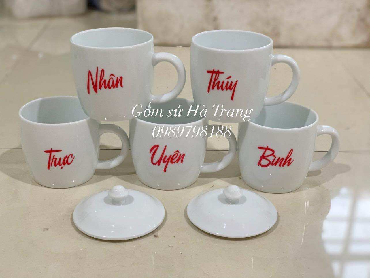 Cốc in tên gốm sứ Bát Tràng