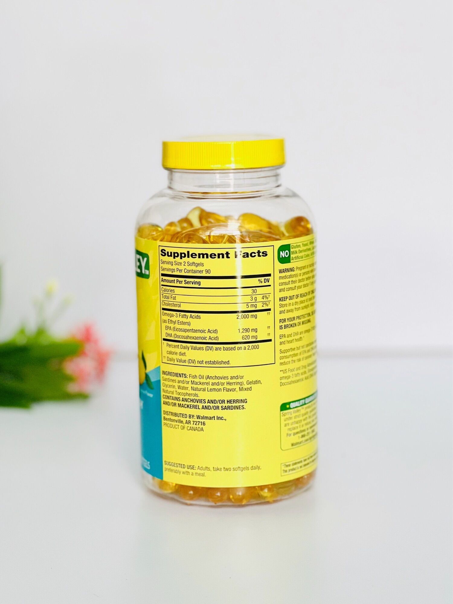 180 Viên Dầu Cá Hương Chanh Spring Valley 2000mg