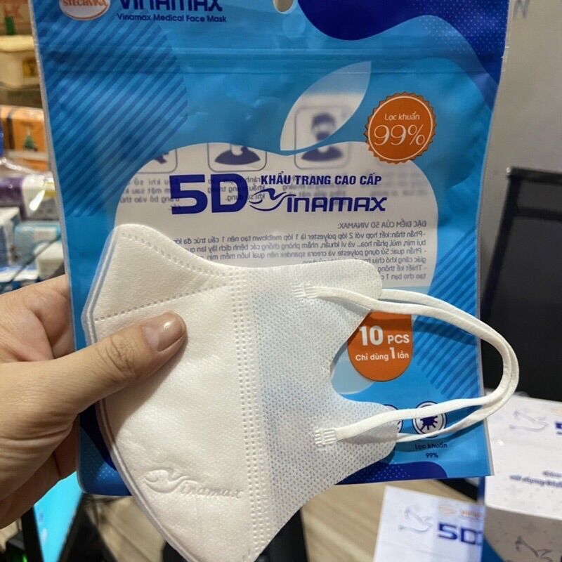 10 cái khẩu trang 5d vina max/ khẩu trang 5d quai thun/khẩu trang y tế 5D