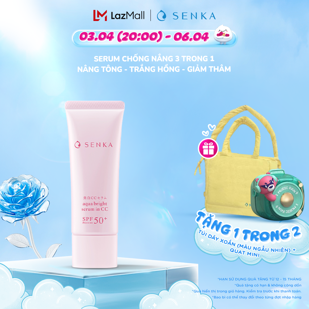 ​Kem chống nắng NÂNG TÔNG TRẮNG HỒNG dạng tinh chất Senka Aqua Bright Serum in CC 40g