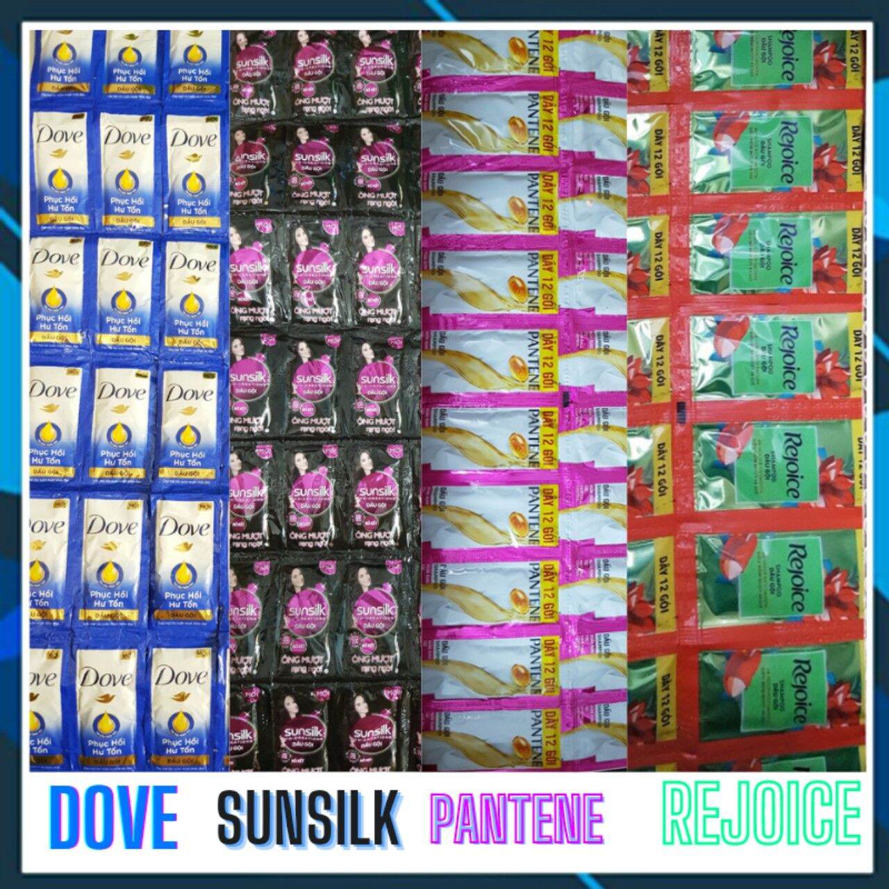 1 Dây Dầu Gội Sunsilk Bồ Kếtdove Phục Hồirejoicepantene Dây 12 Gói × 6Gr