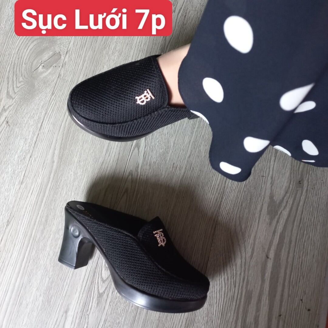 Sục thể thao đen lưới. đen da[ảnh thật]