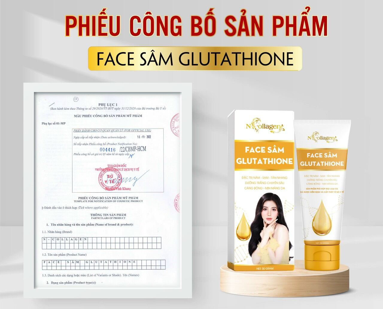 face sâm glutathione mới ( tặng mặt nạ căng bóng)